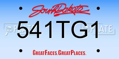 541TG1 South Dakota License Plate