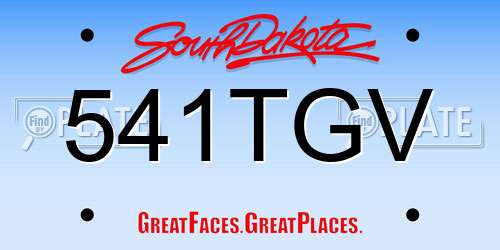 541TGV South Dakota License Plate