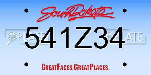 541Z34 South Dakota License Plate