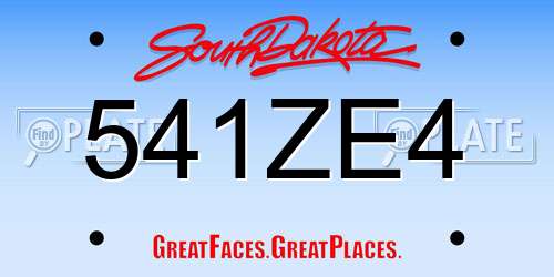 541ZE4 South Dakota License Plate