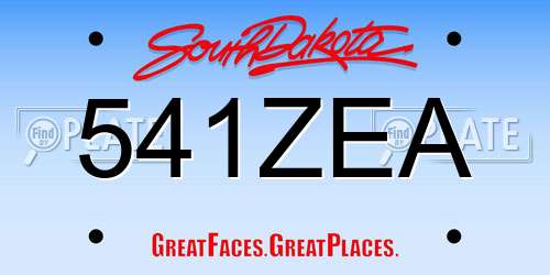 541ZEA South Dakota License Plate