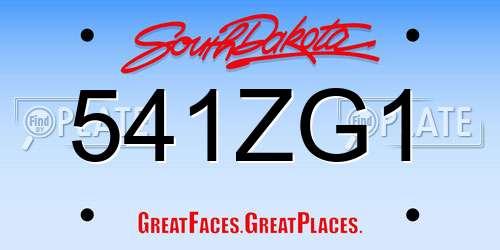 541ZG1 South Dakota License Plate