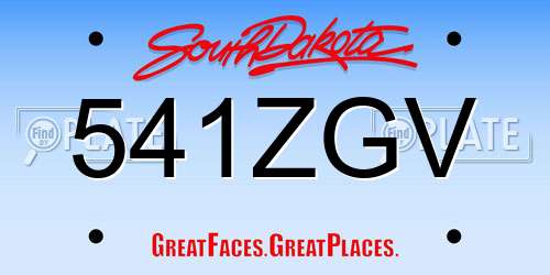 541ZGV South Dakota License Plate