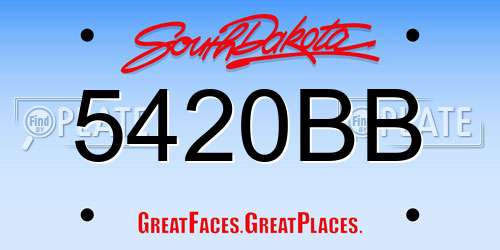 5420BB South Dakota License Plate