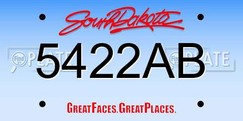 5422AB South Dakota License Plate