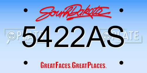 5422AS South Dakota License Plate