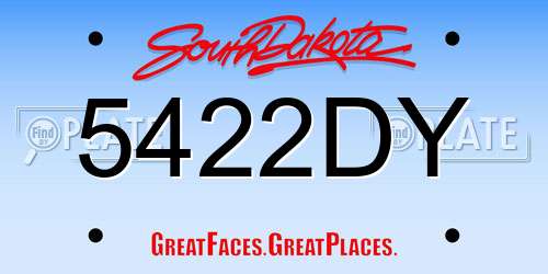 5422DY South Dakota License Plate