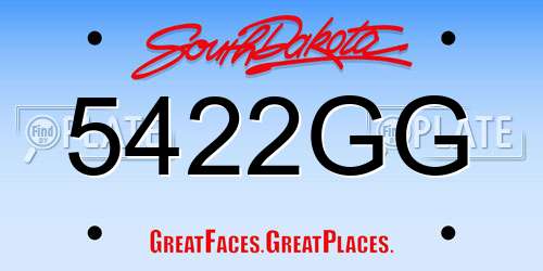 5422GG South Dakota License Plate