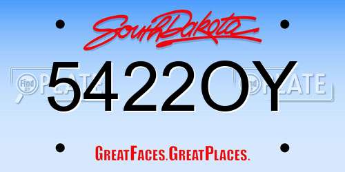 5422OY South Dakota License Plate