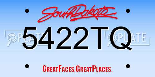 5422TQ South Dakota License Plate