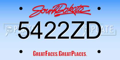 5422ZD South Dakota License Plate