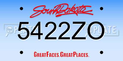 5422ZO South Dakota License Plate