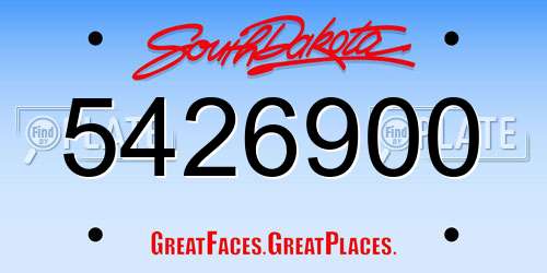 5426900 South Dakota License Plate