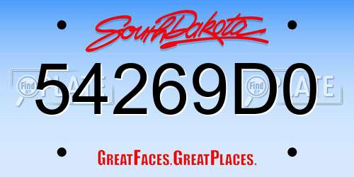 54269D0 South Dakota License Plate