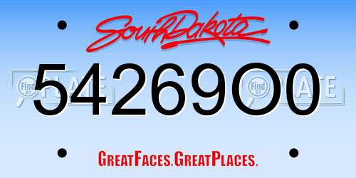 54269O0 South Dakota License Plate