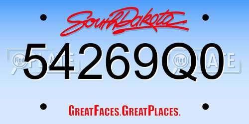 54269Q0 South Dakota License Plate