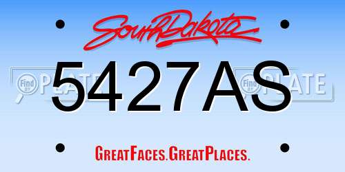 5427AS South Dakota License Plate