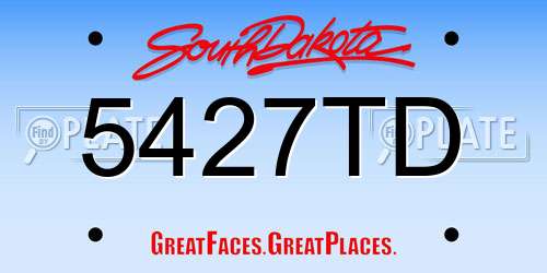 5427TD South Dakota License Plate