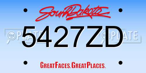 5427ZD South Dakota License Plate