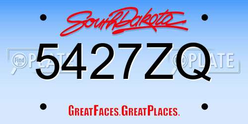 5427ZQ South Dakota License Plate