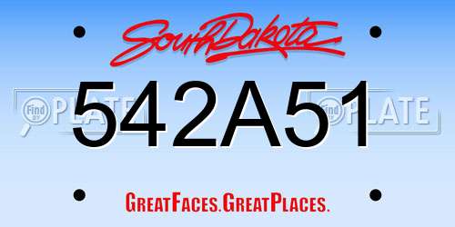 542A51 South Dakota License Plate