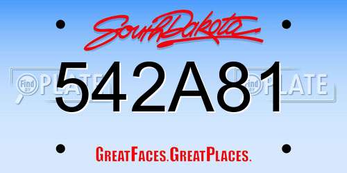 542A81 South Dakota License Plate