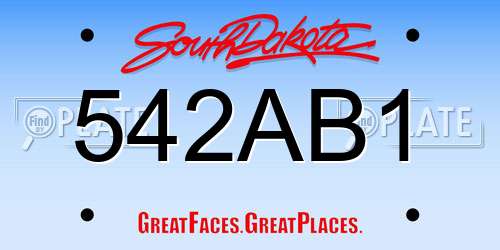 542AB1 South Dakota License Plate
