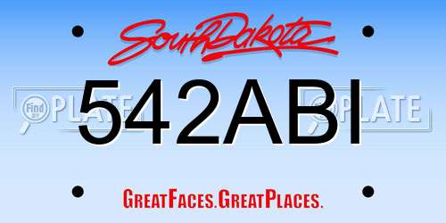 542ABI South Dakota License Plate
