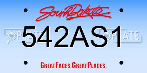 542AS1 South Dakota License Plate