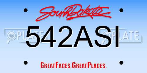 542ASI South Dakota License Plate