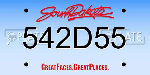 542D55 South Dakota License Plate