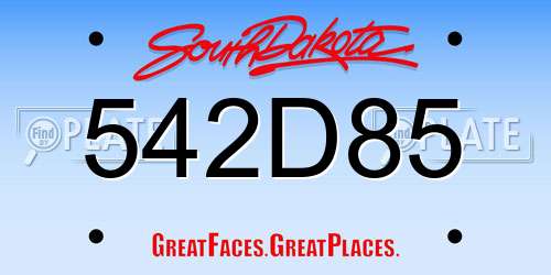 542D85 South Dakota License Plate