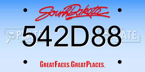 542D88 South Dakota License Plate