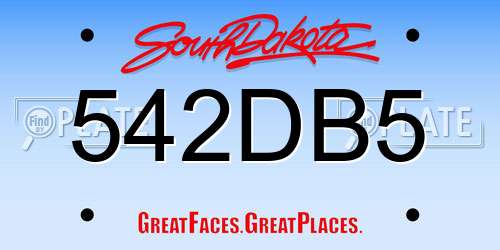 542DB5 South Dakota License Plate