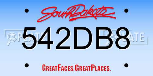 542DB8 South Dakota License Plate