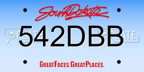 542DBB South Dakota License Plate