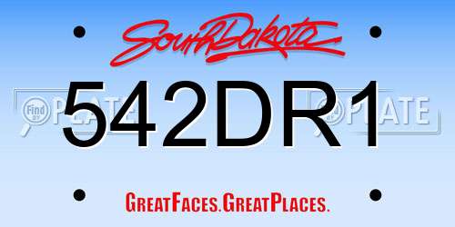 542DR1 South Dakota License Plate