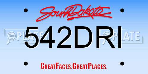 542DRI South Dakota License Plate