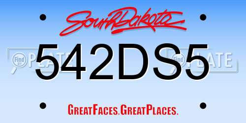 542DS5 South Dakota License Plate