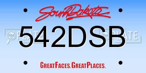 542DSB South Dakota License Plate
