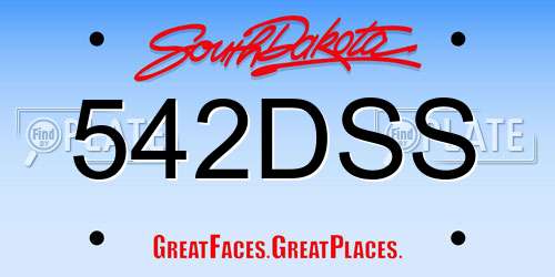 542DSS South Dakota License Plate