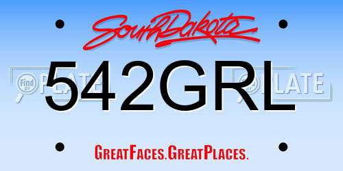 542GRL South Dakota License Plate