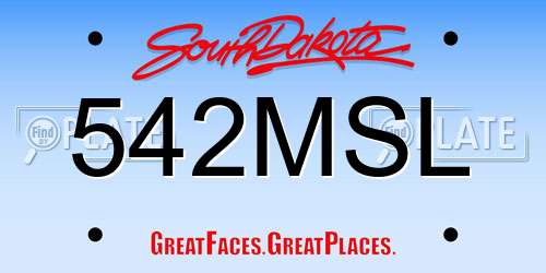 542MSL South Dakota License Plate
