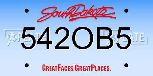 542OB5 South Dakota License Plate