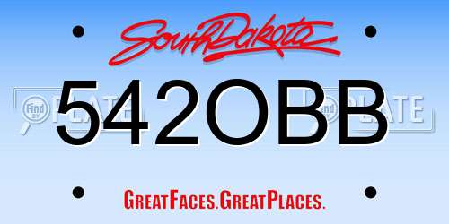 542OBB South Dakota License Plate