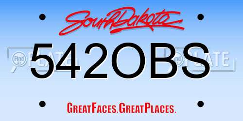 542OBS South Dakota License Plate