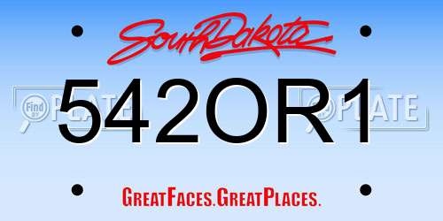 542OR1 South Dakota License Plate