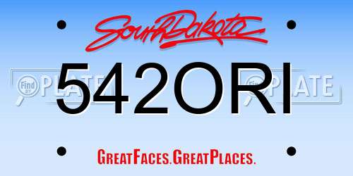 542ORI South Dakota License Plate