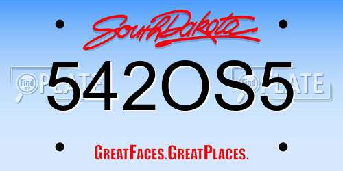 542OS5 South Dakota License Plate