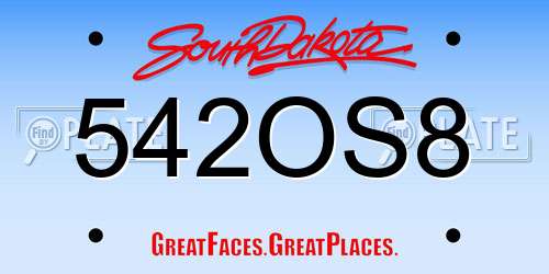 542OS8 South Dakota License Plate